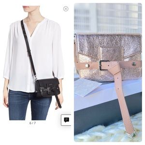 JIMMY CHOO ROSE GOLD LEAYCROSSBODY BAG